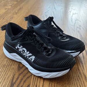 Hoka Bondi 7 Black and White Athletic Shoes